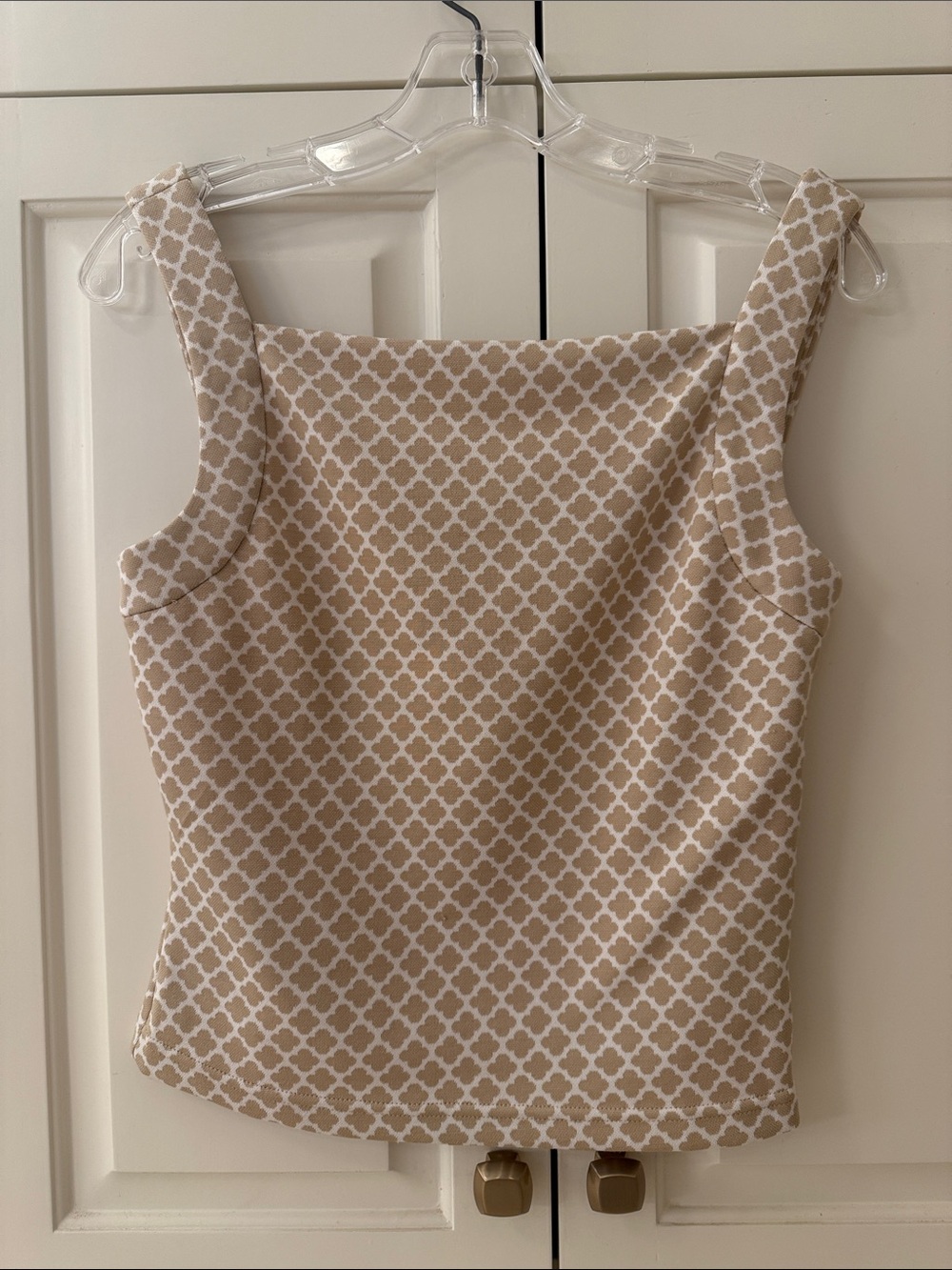 Reformation Beige Patterned Square-Neck Women's Tank Top - Picture 1 of 5